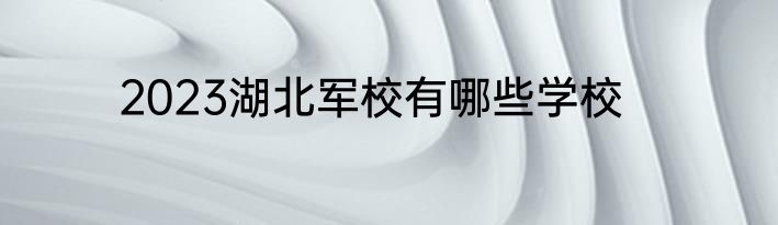 2023湖北军校有哪些学校