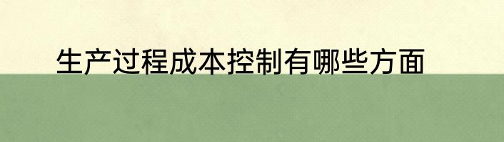 生产过程成本控制有哪些方面