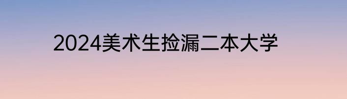 2024美术生捡漏二本大学