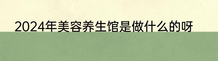 2024年美容养生馆是做什么的呀