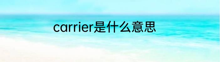 carrier是什么意思