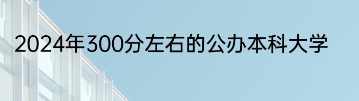 2024年300分左右的公办本科大学