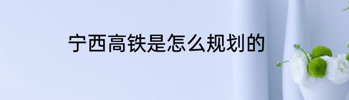 宁西高铁是怎么规划的