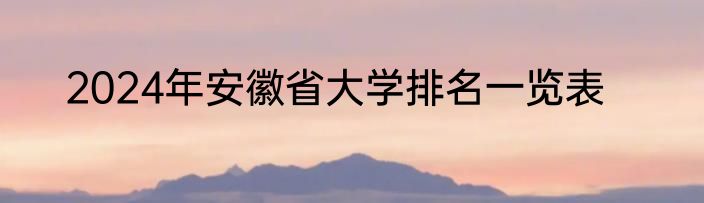 2024年安徽省大学排名一览表