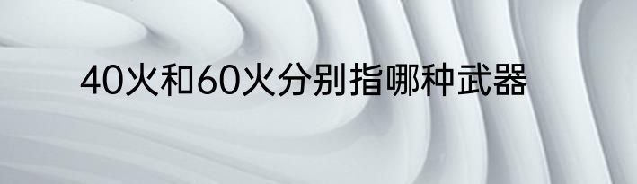 40火和60火分别指哪种武器