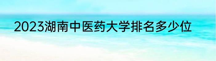 2023湖南中医药大学排名多少位
