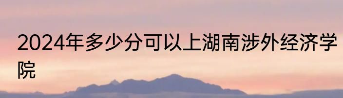 2024年多少分可以上湖南涉外经济学院