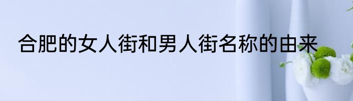合肥的女人街和男人街名称的由来