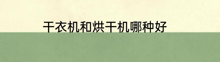 干衣机和烘干机哪种好