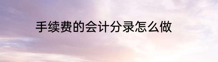 手续费的会计分录怎么做