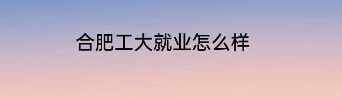 合肥工大就业怎么样