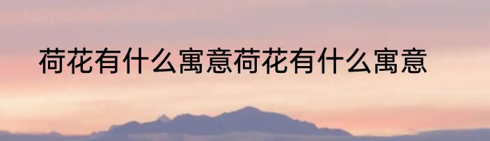 荷花有什么寓意荷花有什么寓意