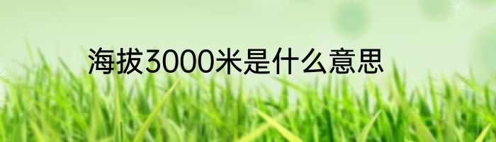 海拔3000米是什么意思