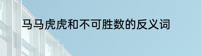 马马虎虎和不可胜数的反义词