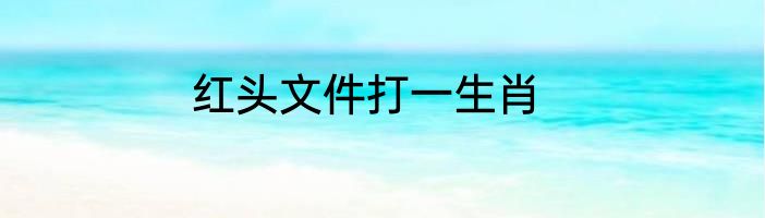 红头文件打一生肖