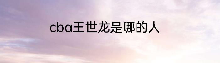 cba王世龙是哪的人