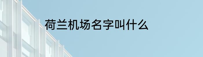 荷兰机场名字叫什么