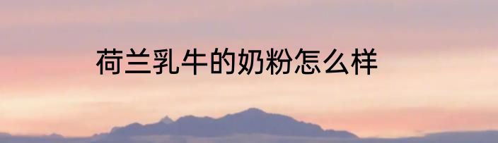 荷兰乳牛的奶粉怎么样