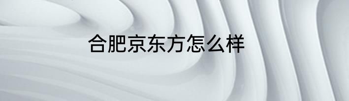 合肥京东方怎么样