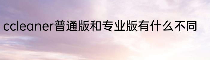 ccleaner普通版和专业版有什么不同