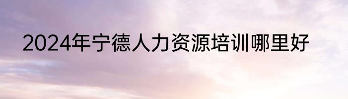 2024年宁德人力资源培训哪里好