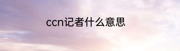 ccn记者什么意思
