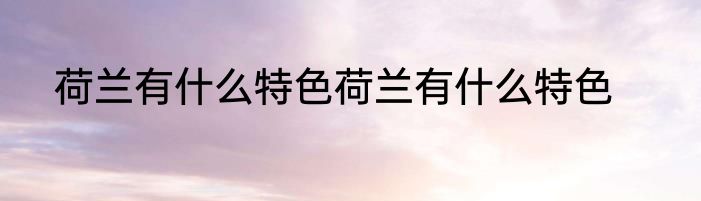 荷兰有什么特色荷兰有什么特色