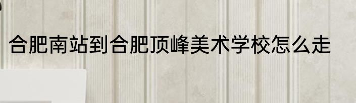 合肥南站到合肥顶峰美术学校怎么走