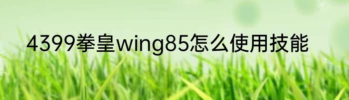 4399拳皇wing85怎么使用技能