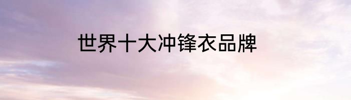 世界十大冲锋衣品牌