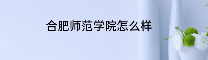 合肥师范学院怎么样