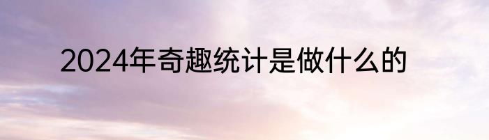 2024年奇趣统计是做什么的