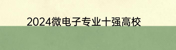 2024微电子专业十强高校