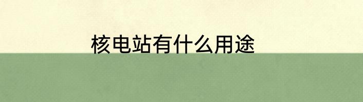 核电站有什么用途