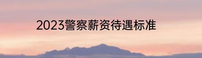 2023警察薪资待遇标准