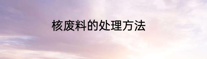核废料的处理方法