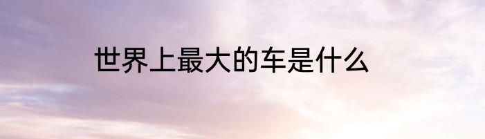 世界上最大的车是什么