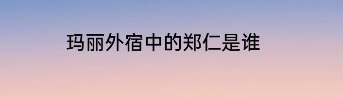 玛丽外宿中的郑仁是谁