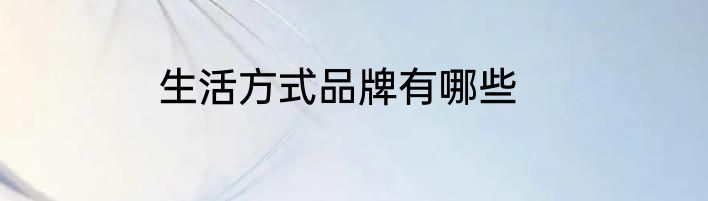 生活方式品牌有哪些