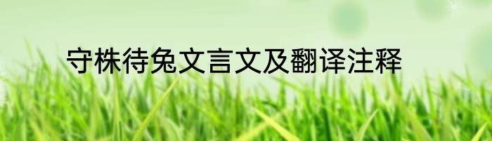守株待兔文言文及翻译注释