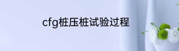 cfg桩压桩试验过程