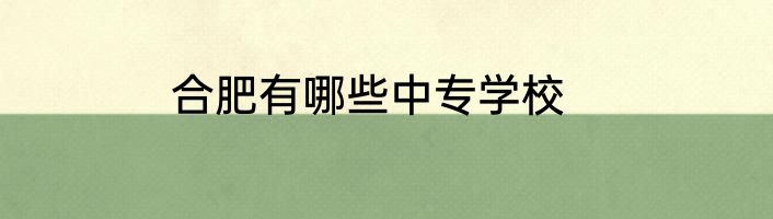合肥有哪些中专学校