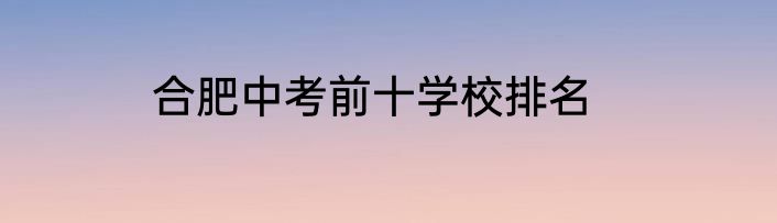合肥中考前十学校排名