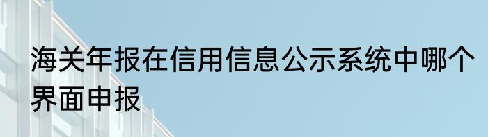 海关年报在信用信息公示系统中哪个界面申报