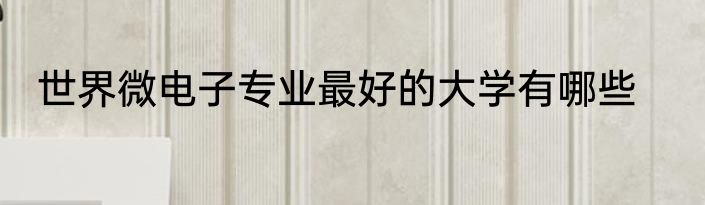 世界微电子专业最好的大学有哪些