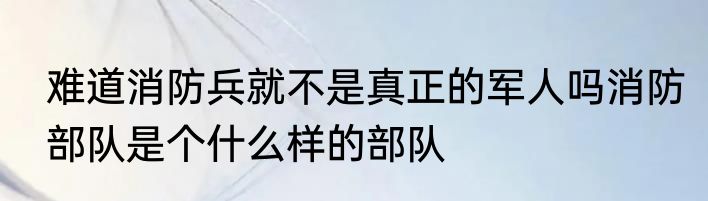 难道消防兵就不是真正的军人吗消防部队是个什么样的部队