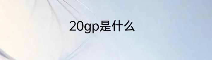 20gp是什么