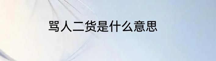 骂人二货是什么意思