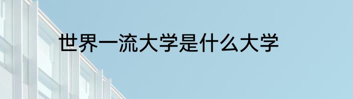 世界一流大学是什么大学