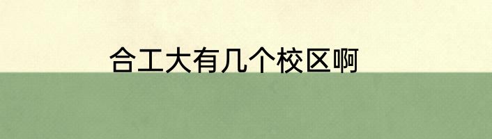 合工大有几个校区啊